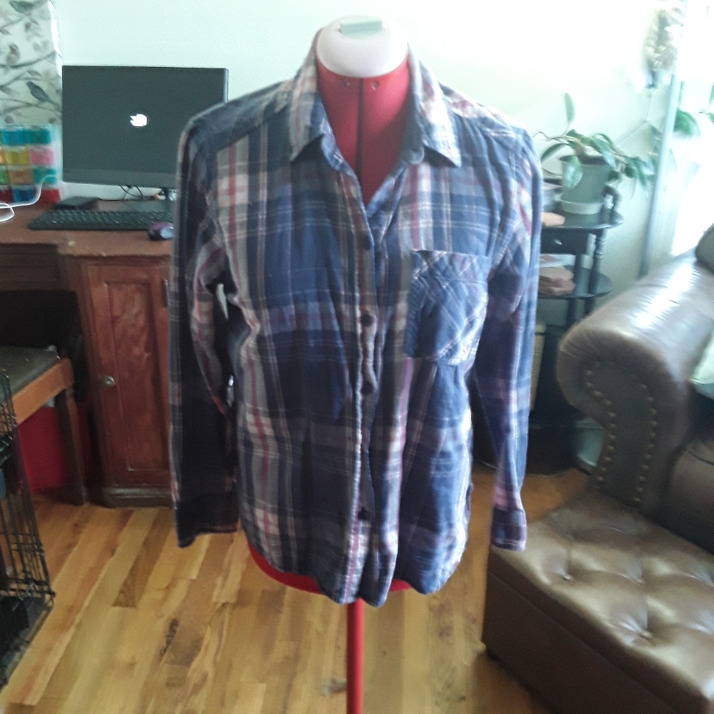 Womans Purple Plaid Shirt